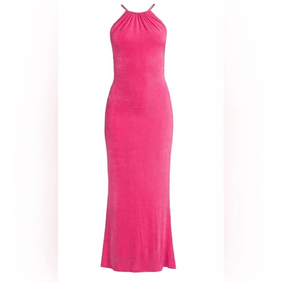 MISHA Women's Greta Halter Column Dress - Bright Pink - Size 8